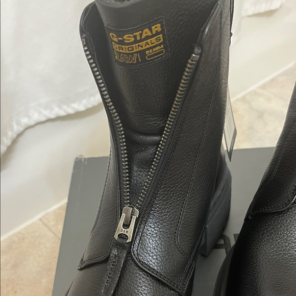 G-Star Black Leather Zipper Boots - Picture 2 of 9